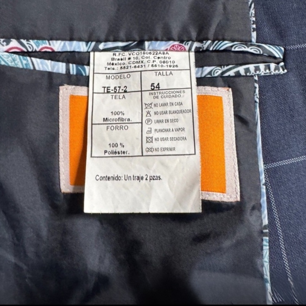 Valentino Navy Blue Checkered Suit - Picture 14 of 15